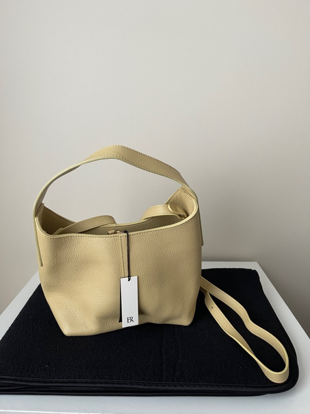 NWT...Banana Republic Pebbled Leather Shoulder Bag in Pale Yellow